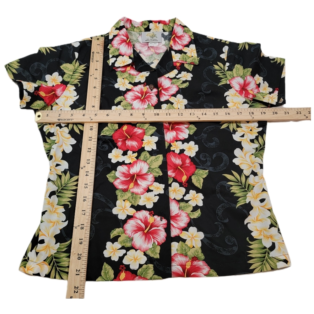 Hawaiian Ladies Aloha Shirt Fit [Plumeria Panel] Made in Hawaii. NWOT Size Small - Picture 4 of 6